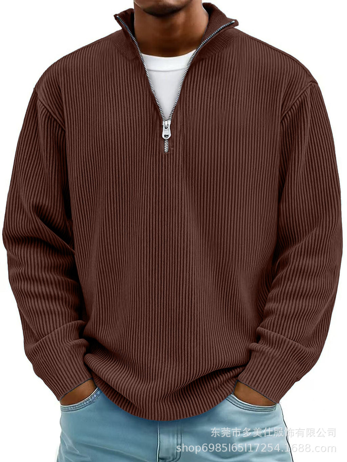 Callum | Men's Ribbed Zip-Neck Jumper for Winter