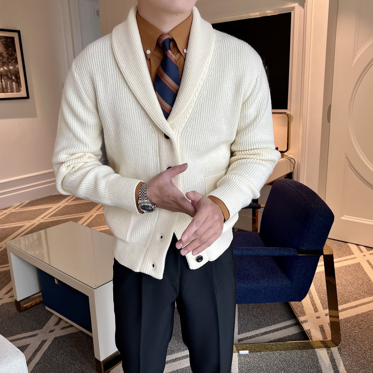 Alexander Men's Button-Front Knit Jacket – Classic Comfort & Timeless Style