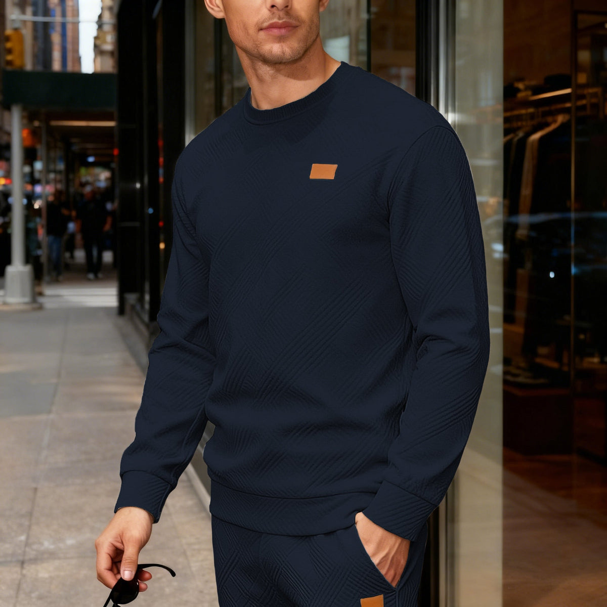 Ross | Men's Stylish Geometric Jacquard Crewneck Sweatshirt