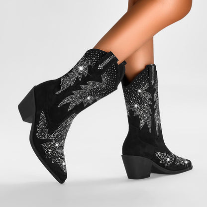 Yvette | Women's Sparkling Rhinestone Mid-Calf Cowboy Boots