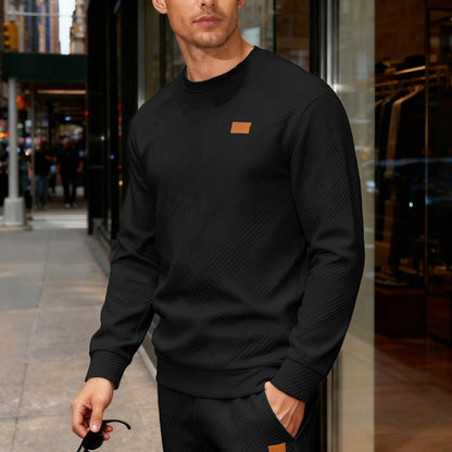 Ross | Men's Stylish Geometric Jacquard Crewneck Sweatshirt