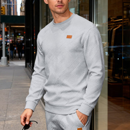Ross | Men's Stylish Geometric Jacquard Crewneck Sweatshirt
