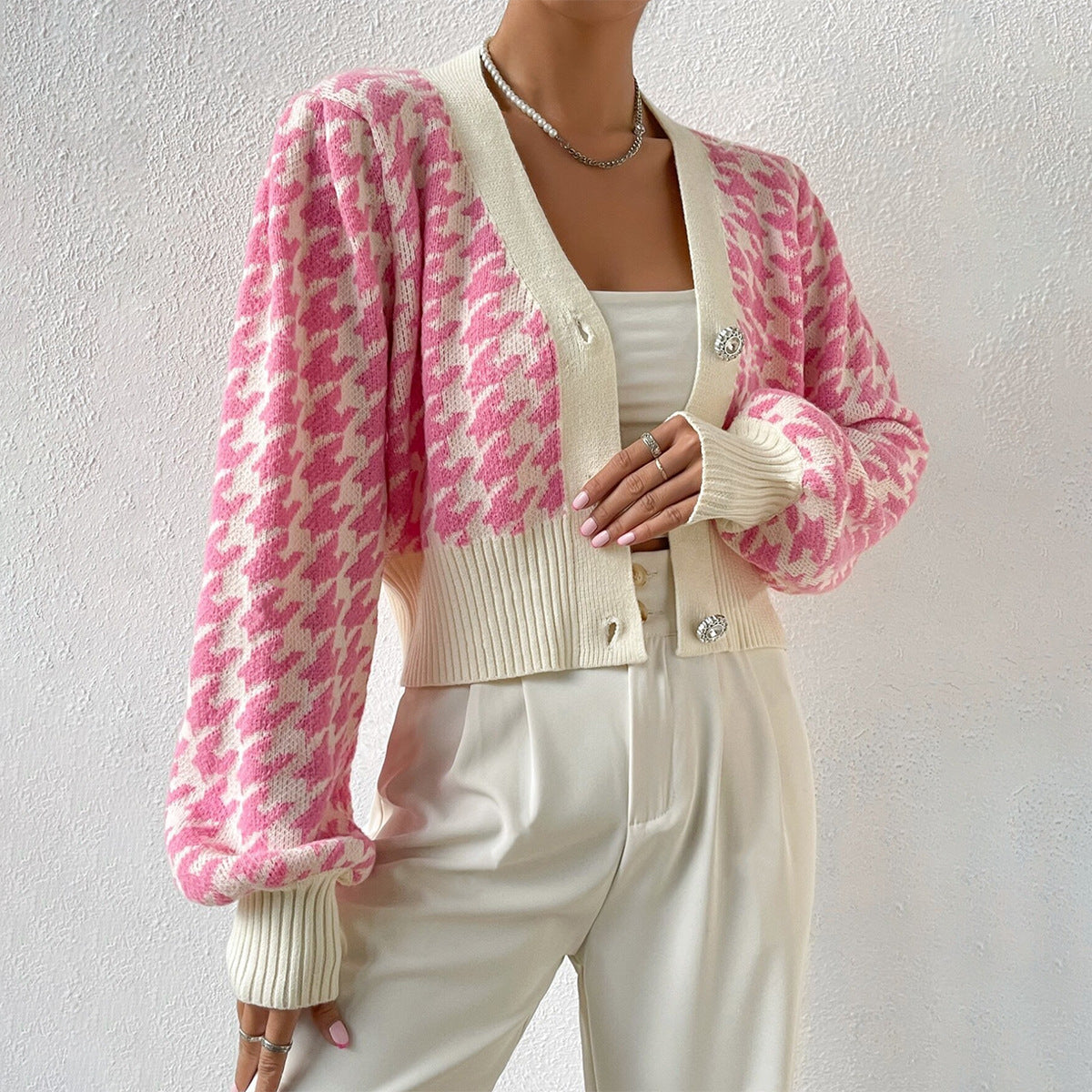 Violet | Women's Chic Cropped V-Neck Cardigan for Winter