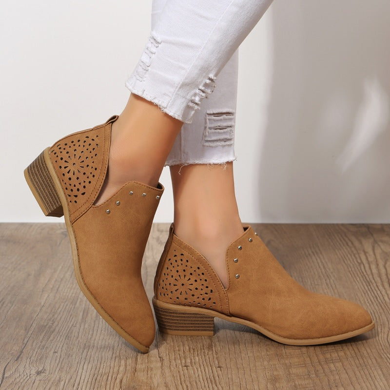 Quintessa | Women's Stylish Perforated Ankle Boots