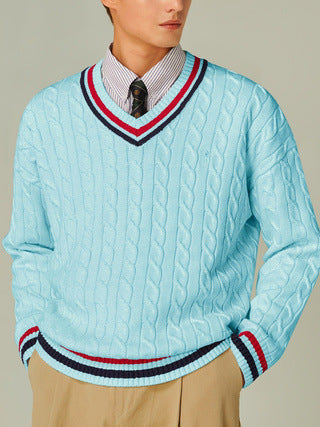 Toby | Men's Preppy V-Neck Jumper for Winter