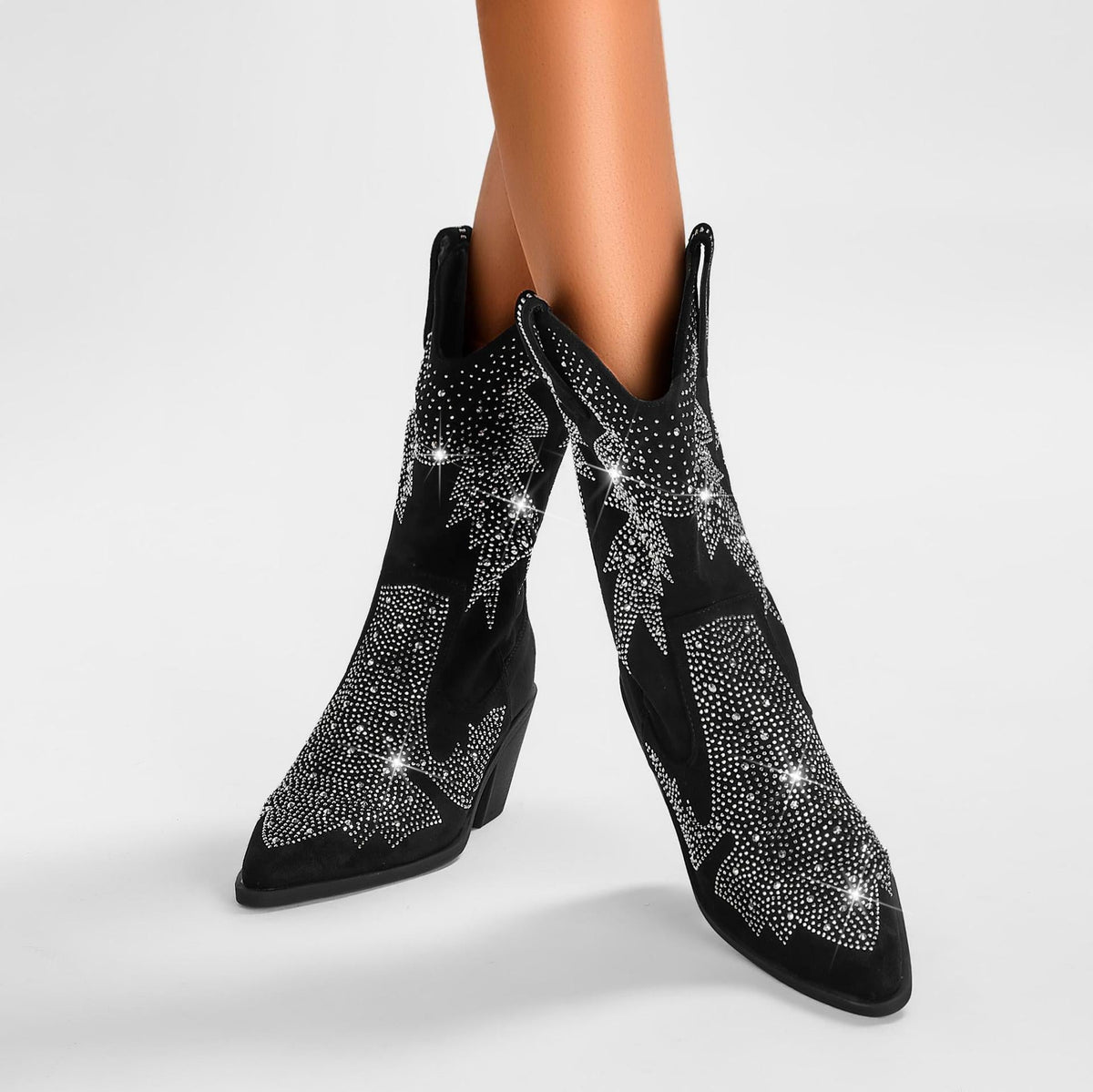 Yvette | Women's Sparkling Rhinestone Mid-Calf Cowboy Boots