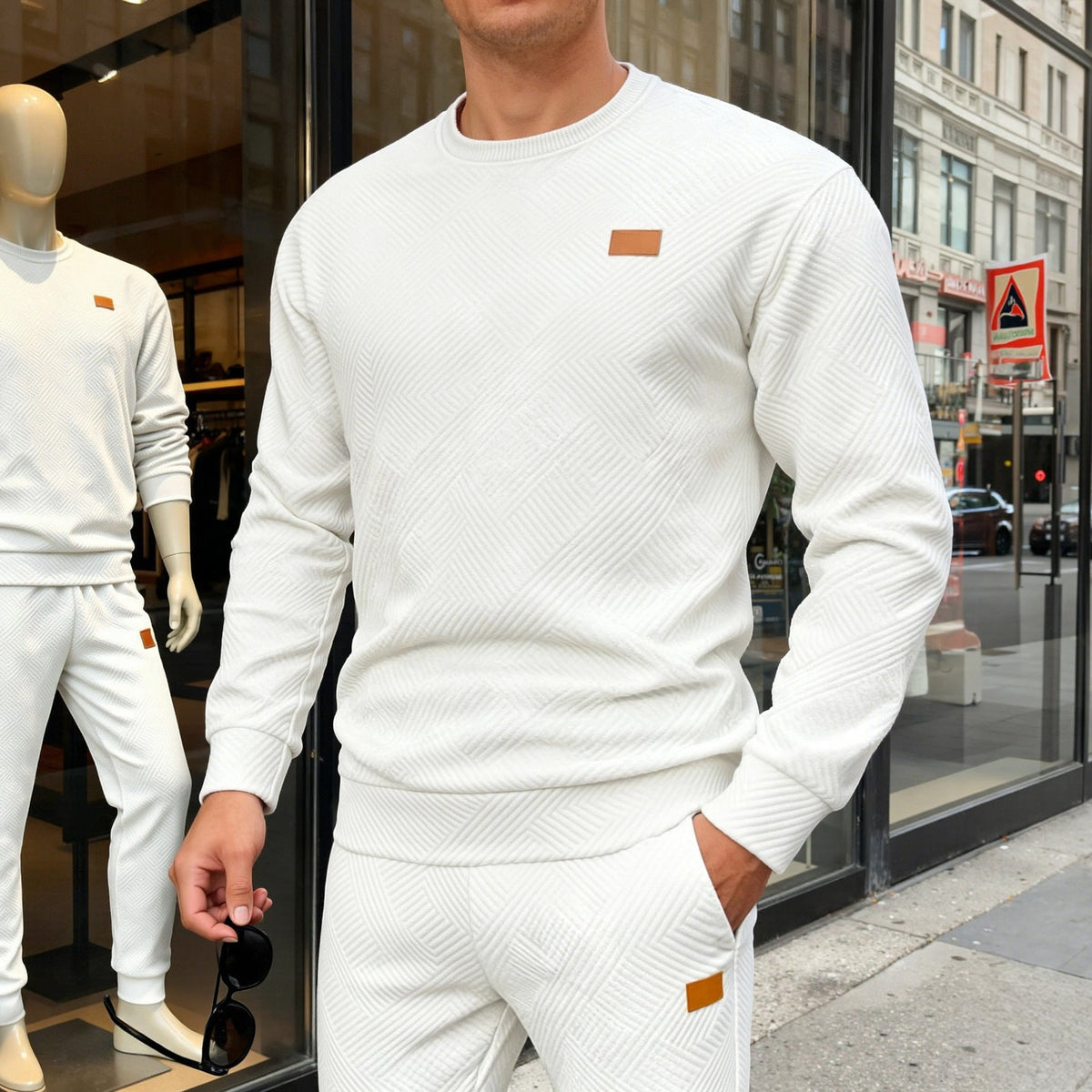 Ross | Men's Stylish Geometric Jacquard Crewneck Sweatshirt