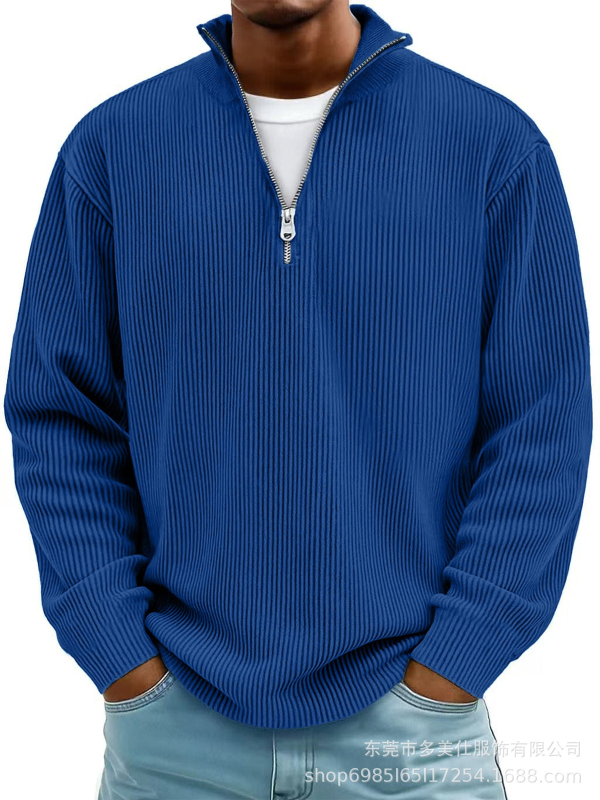 Callum | Men's Ribbed Zip-Neck Jumper for Winter