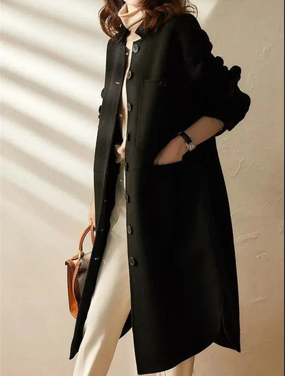 Maria | Women's Elegant Button-Front A-Line Coat for Winter