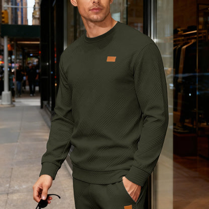 Ross | Men's Stylish Geometric Jacquard Crewneck Sweatshirt
