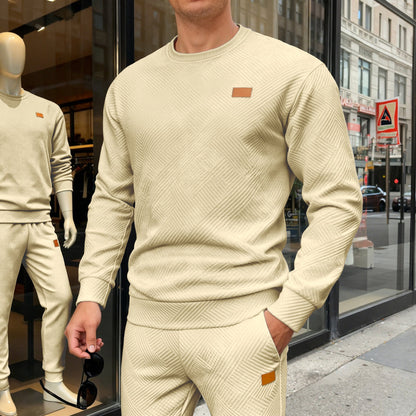 Ross | Men's Stylish Geometric Jacquard Crewneck Sweatshirt