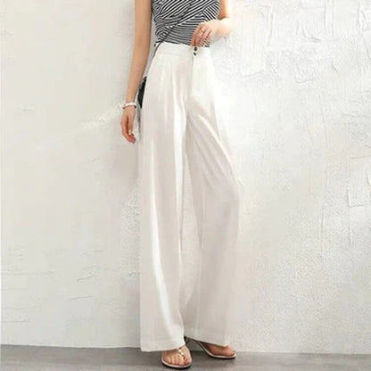Michelle | Lightweight Breathable High-Waisted Wide-Leg Trousers