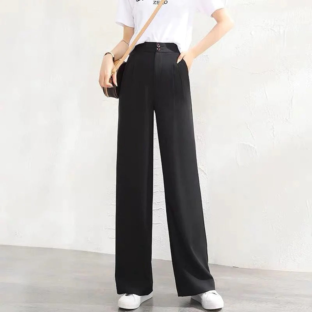 Michelle | Lightweight Breathable High-Waisted Wide-Leg Trousers