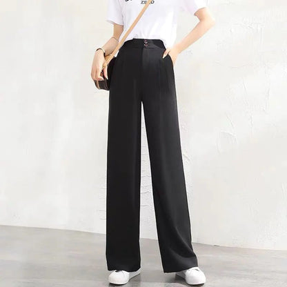 Michelle | Lightweight Breathable High-Waisted Wide-Leg Trousers