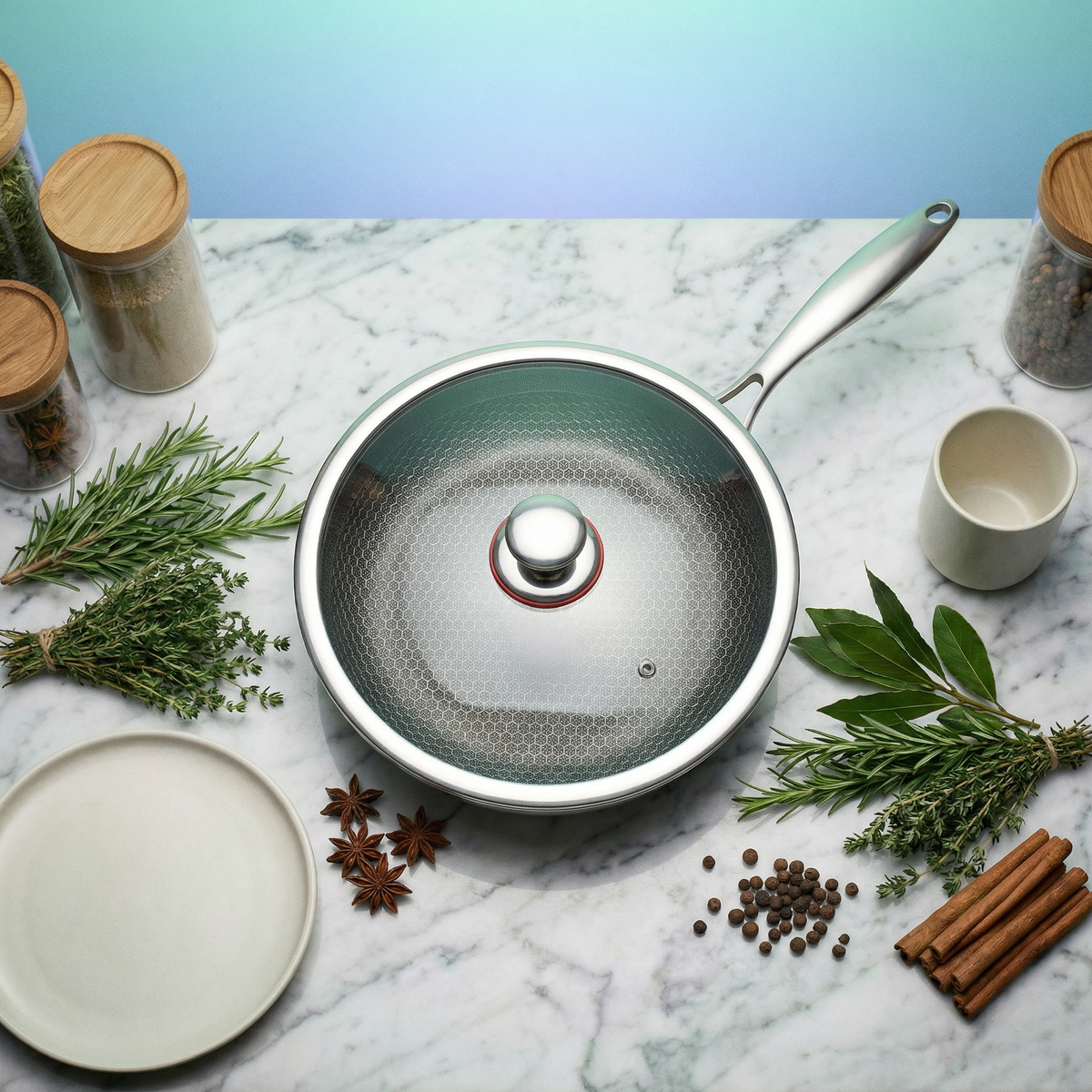 Professional Titanium Frying Pan | 5-Layer Construction for Superior Heat Distribution