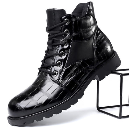 Jamison | Men's Alligator-Embossed Combat Ankle Boots