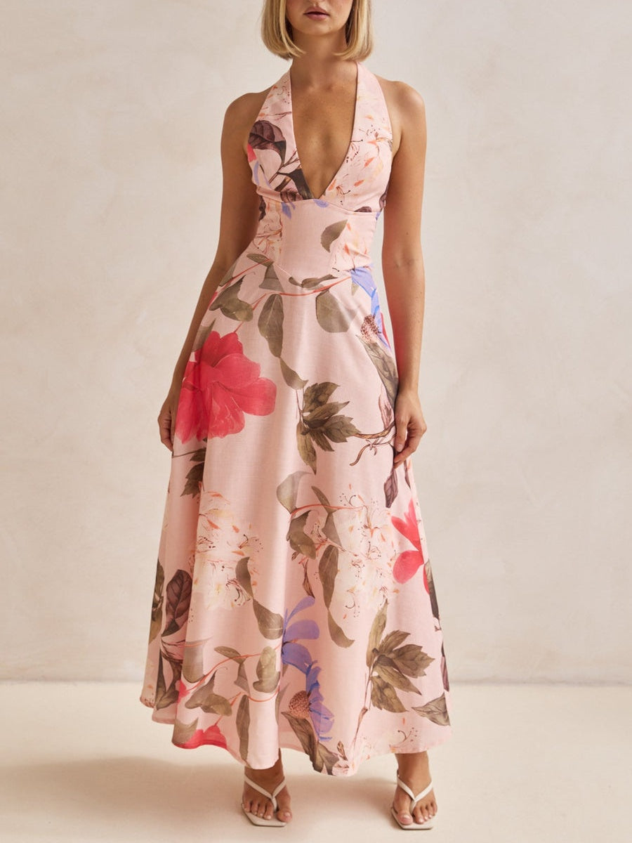 Elegant Plunging V-Neck Maxi Dress
