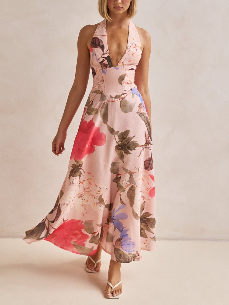 Elegant Plunging V-Neck Maxi Dress