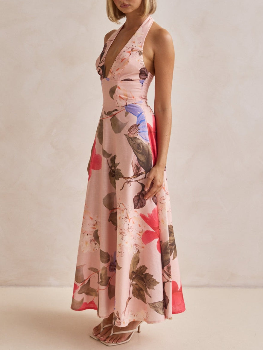 Elegant Plunging V-Neck Maxi Dress