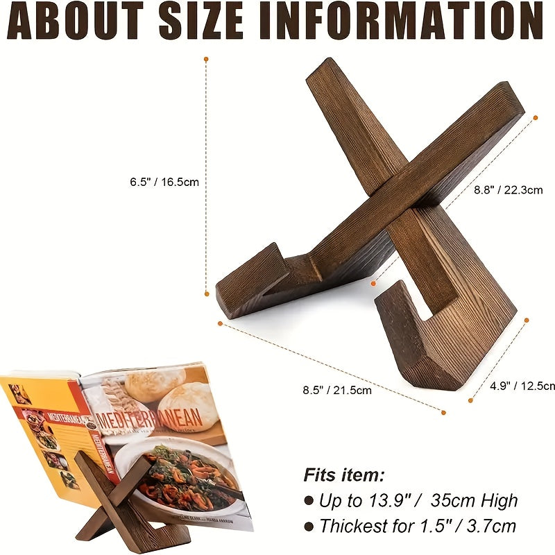 Rustic Wood Cookbook Stand with Adjustable Design for Optimal Recipe Viewing