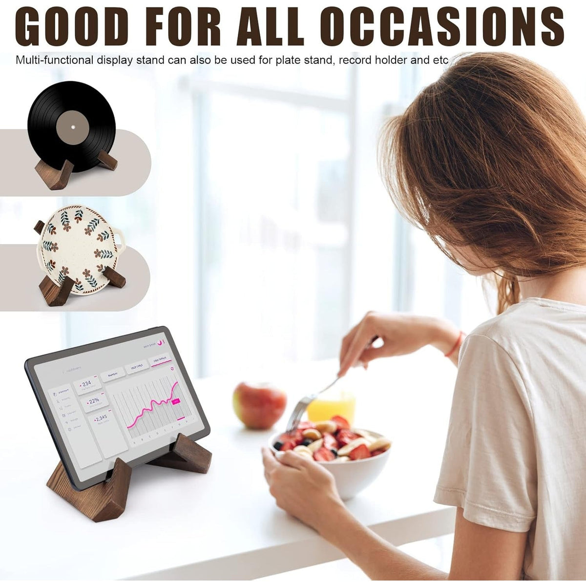 Rustic Wood Cookbook Stand with Adjustable Design for Optimal Recipe Viewing