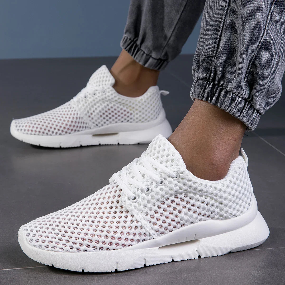 Darcy | Women's Stylish Mesh Lace-Up Trainers