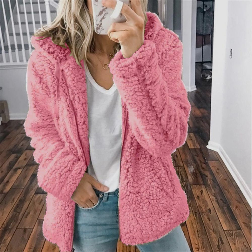 Ellen | Women's Cosy Hooded Open-Front Teddy Jacket for Winter