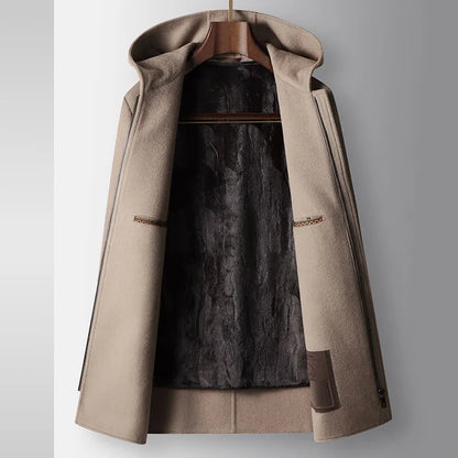 100% Pure Wool Hooded Coat