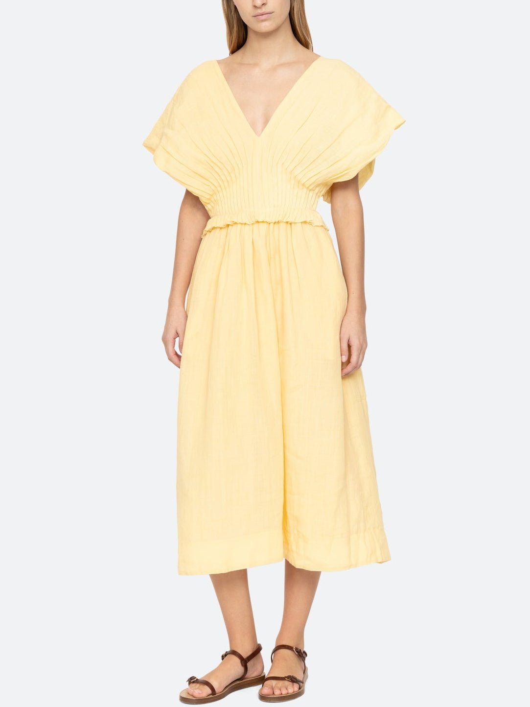 Statement Oversized-Sleeve Midi Dress