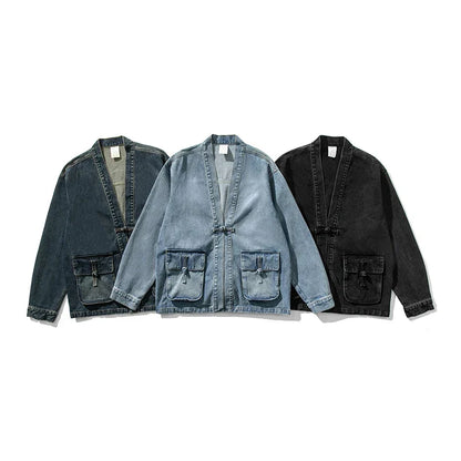 Vintage Washed Denim Kimono Jacket