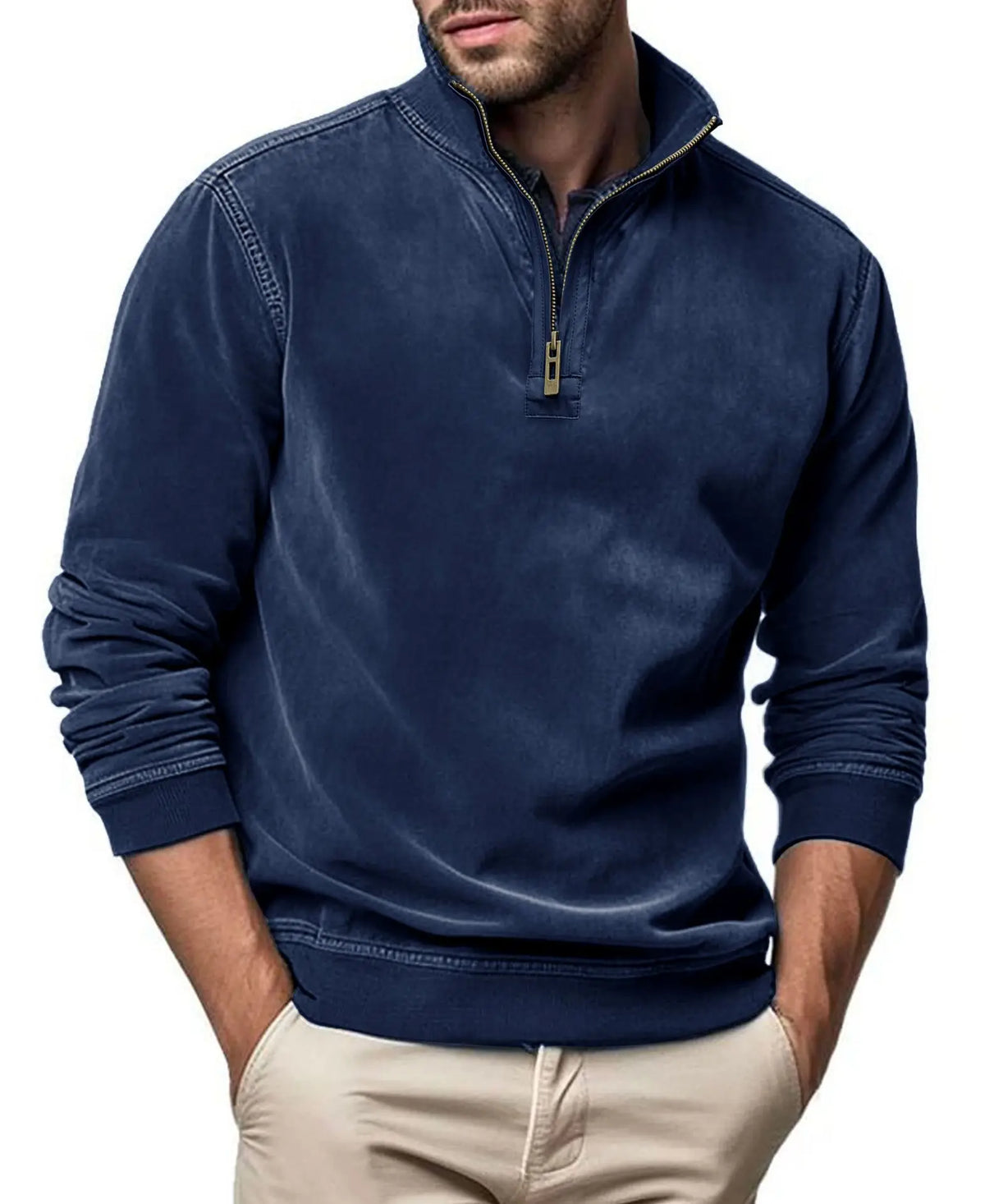 Liam | Men's Raised-Collar Zip Jumper for Winter