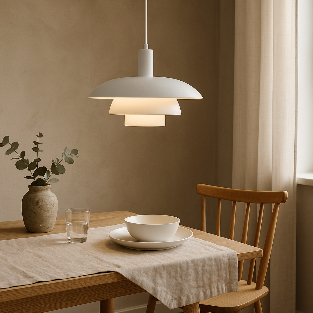 Scandinavian Minimalist Pendant Light with Adjustable Cable | Soft Glow for Kitchen and Dining Spaces