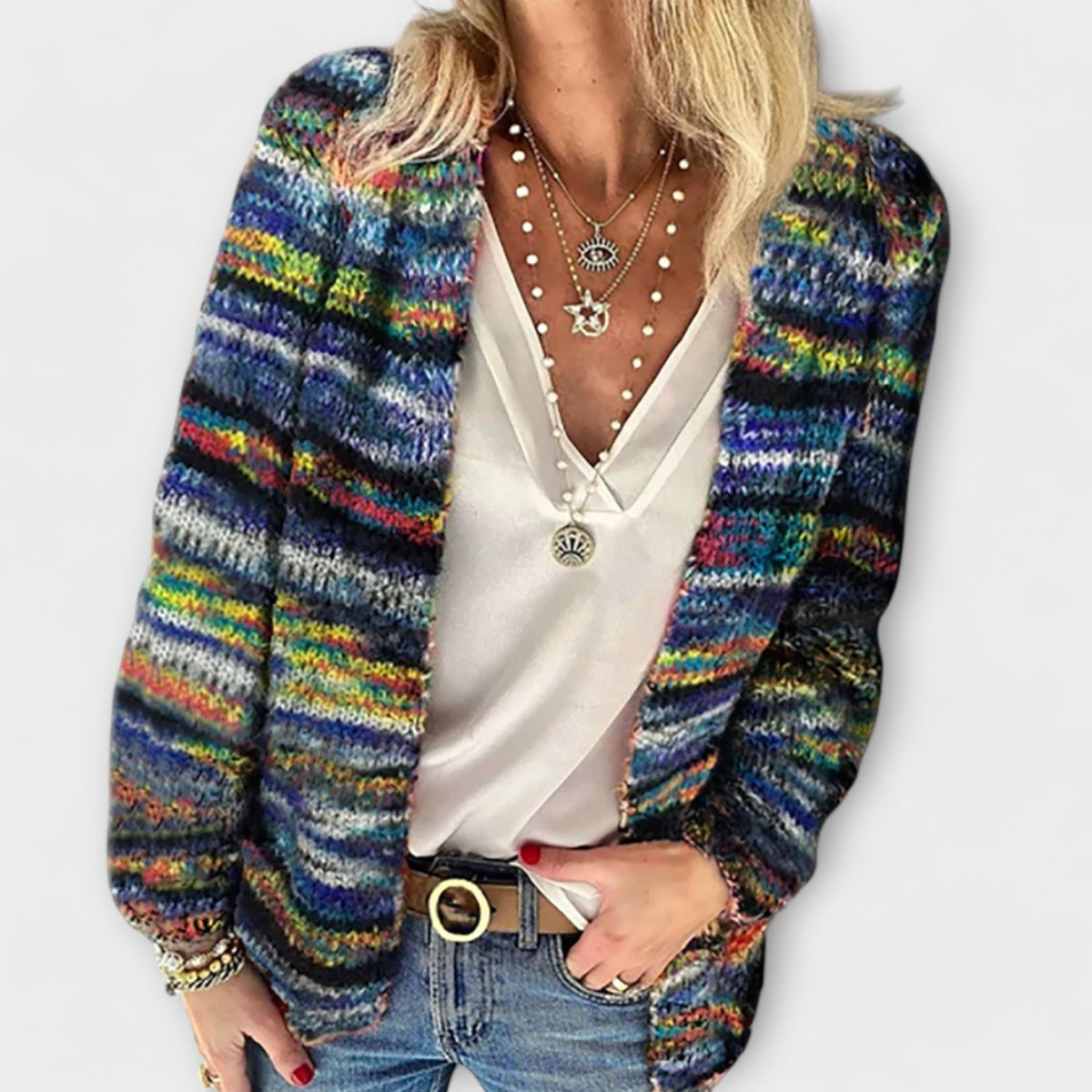 Melisande Women's Stylish Striped Cardigan