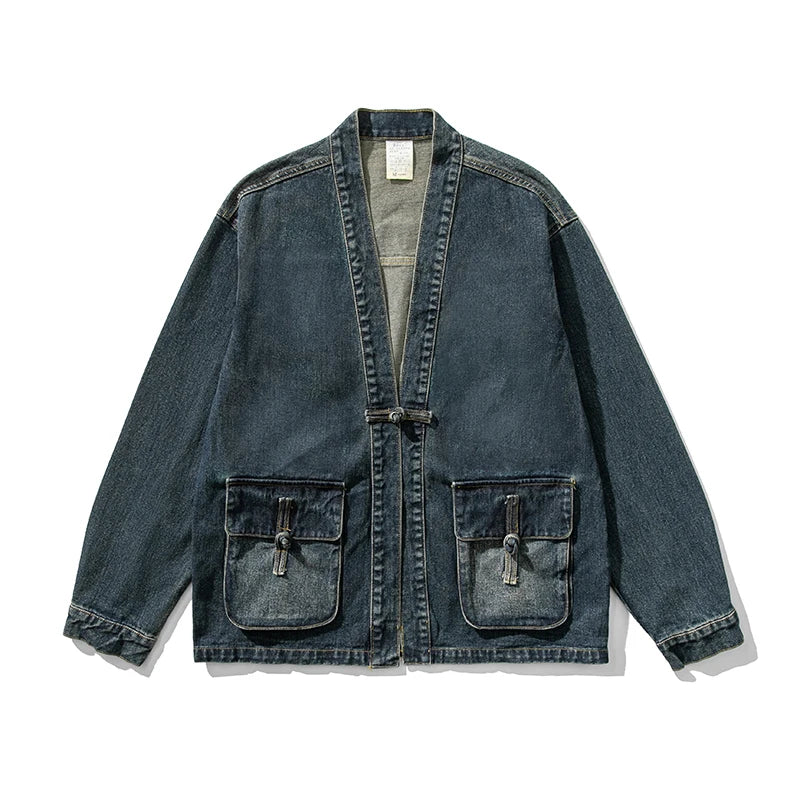 Vintage Washed Denim Kimono Jacket
