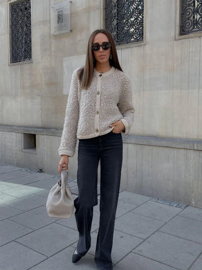 Georgia | Women's Stylish Button-Front Cardigan Jacket for Winter