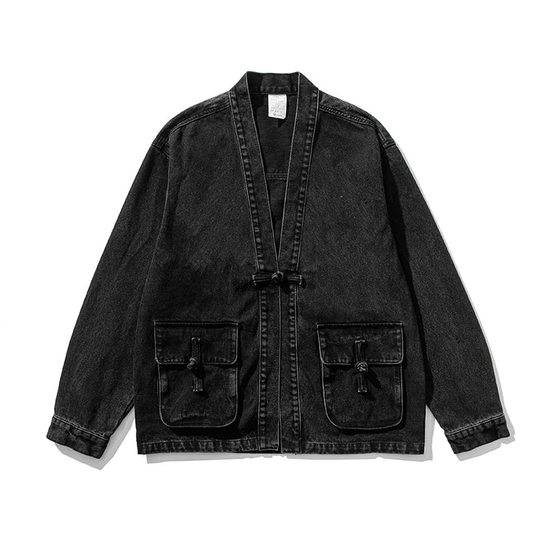 Vintage Washed Denim Kimono Jacket