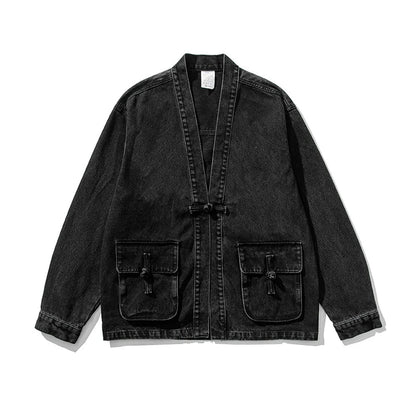 Vintage Washed Denim Kimono Jacket