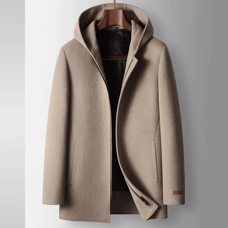 100% Pure Wool Hooded Coat