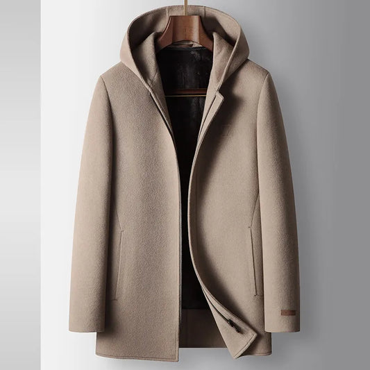 100% Pure Wool Hooded Coat