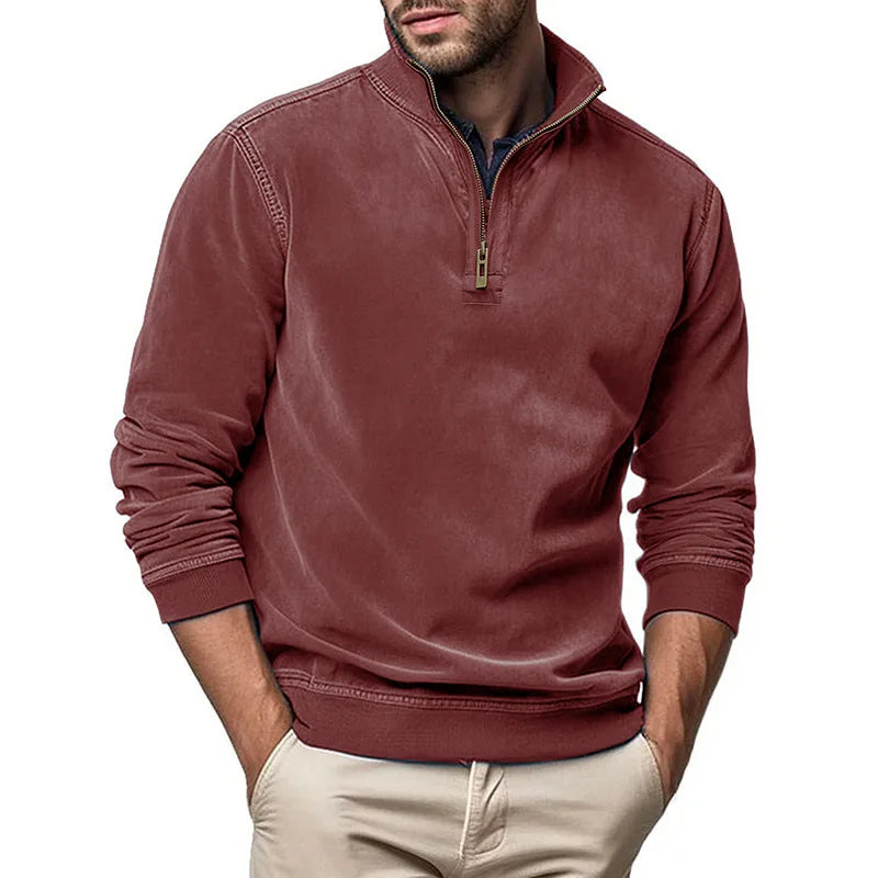 Liam | Men's Raised-Collar Zip Jumper for Winter