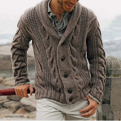 James | Men's Cable-Knit Shawl Collar Jacket for Winter