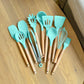 Silicone Cooking Utensil Set with Wooden Handles | 11-Piece Kitchen Essential for Safe and Effortless Cooking