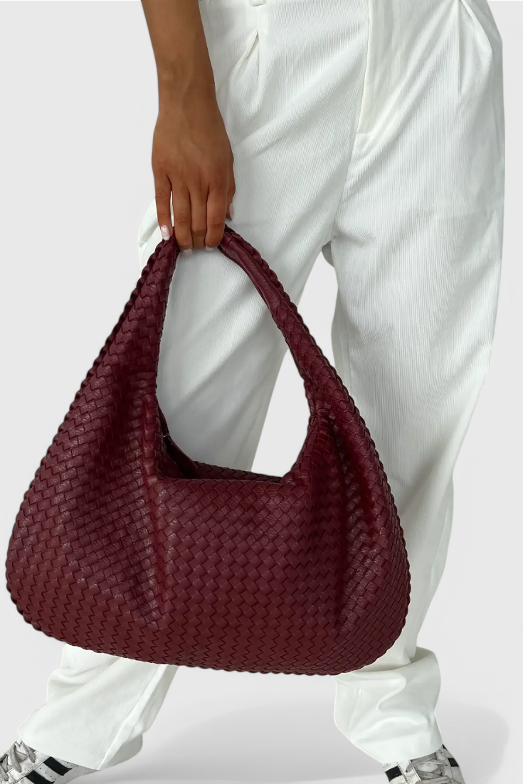 Odile | Women's Stylish Faux Leather Knitted-Weave Shoulder Bag