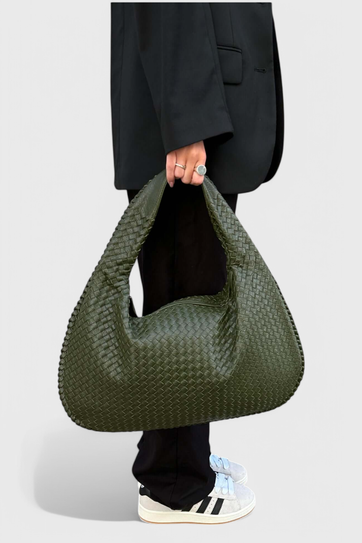 Odile | Women's Stylish Faux Leather Knitted-Weave Shoulder Bag