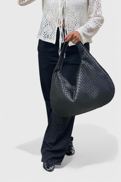 Odile | Women's Stylish Faux Leather Knitted-Weave Shoulder Bag