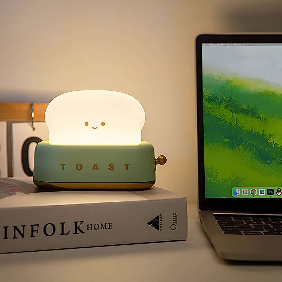 TinyToast | Table Lamp with Dimmable Warm Light & USB Charging | Fun Toaster Design for Cozy Ambiance