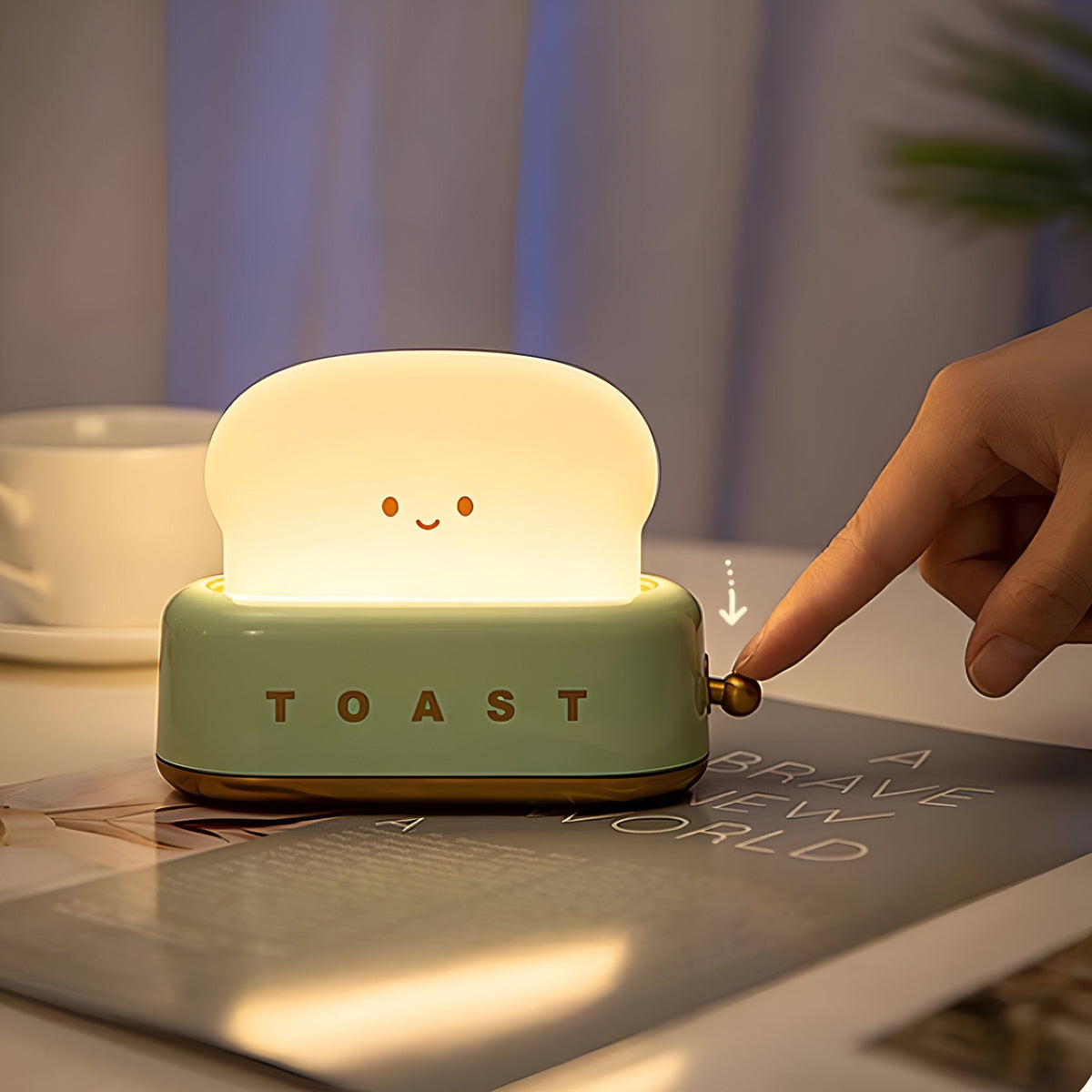 TinyToast | Table Lamp with Dimmable Warm Light & USB Charging | Fun Toaster Design for Cozy Ambiance
