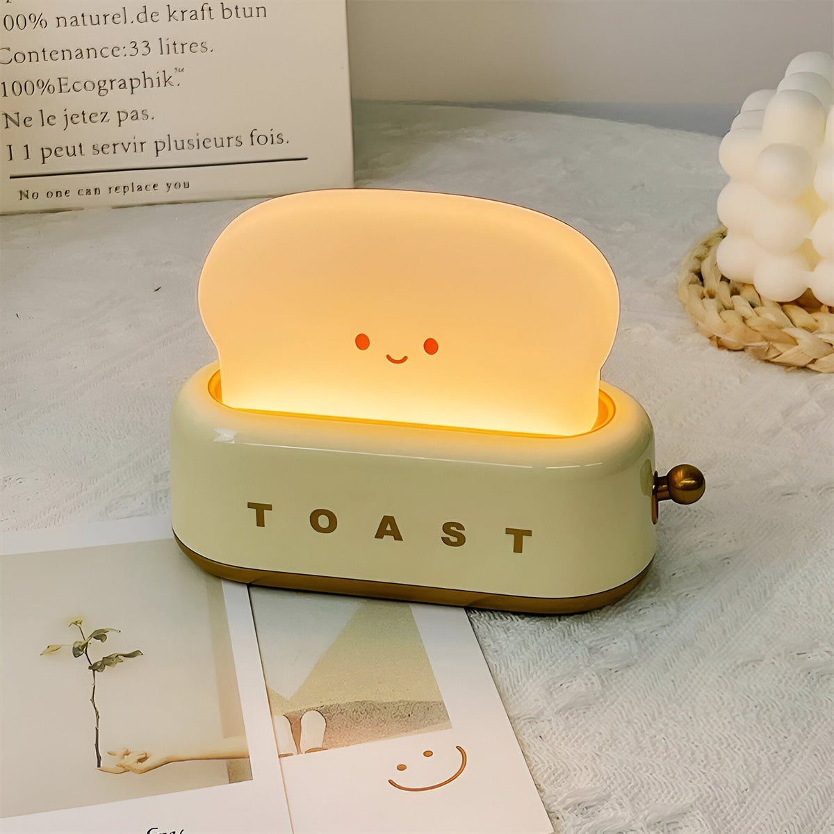 TinyToast | Table Lamp with Dimmable Warm Light & USB Charging | Fun Toaster Design for Cozy Ambiance