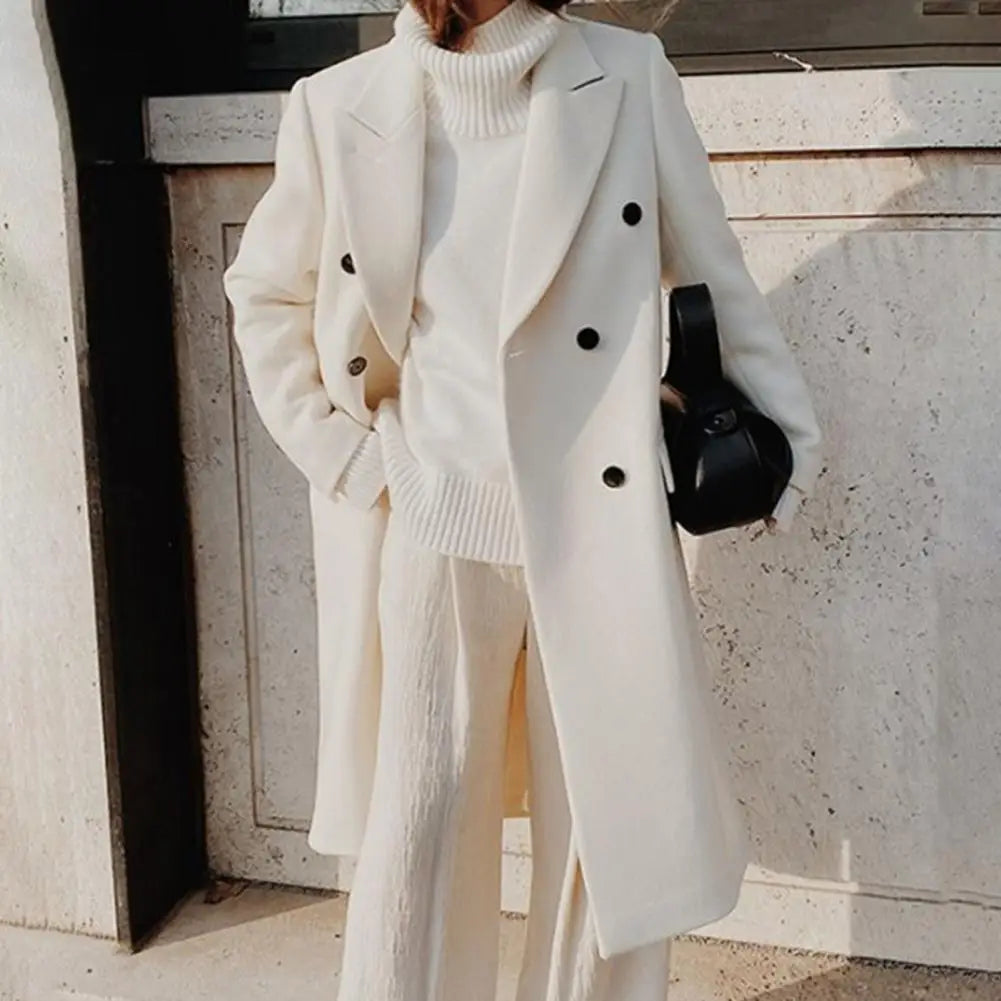 Pam | Women's Elegant Double-Breasted Long Coat for Winter