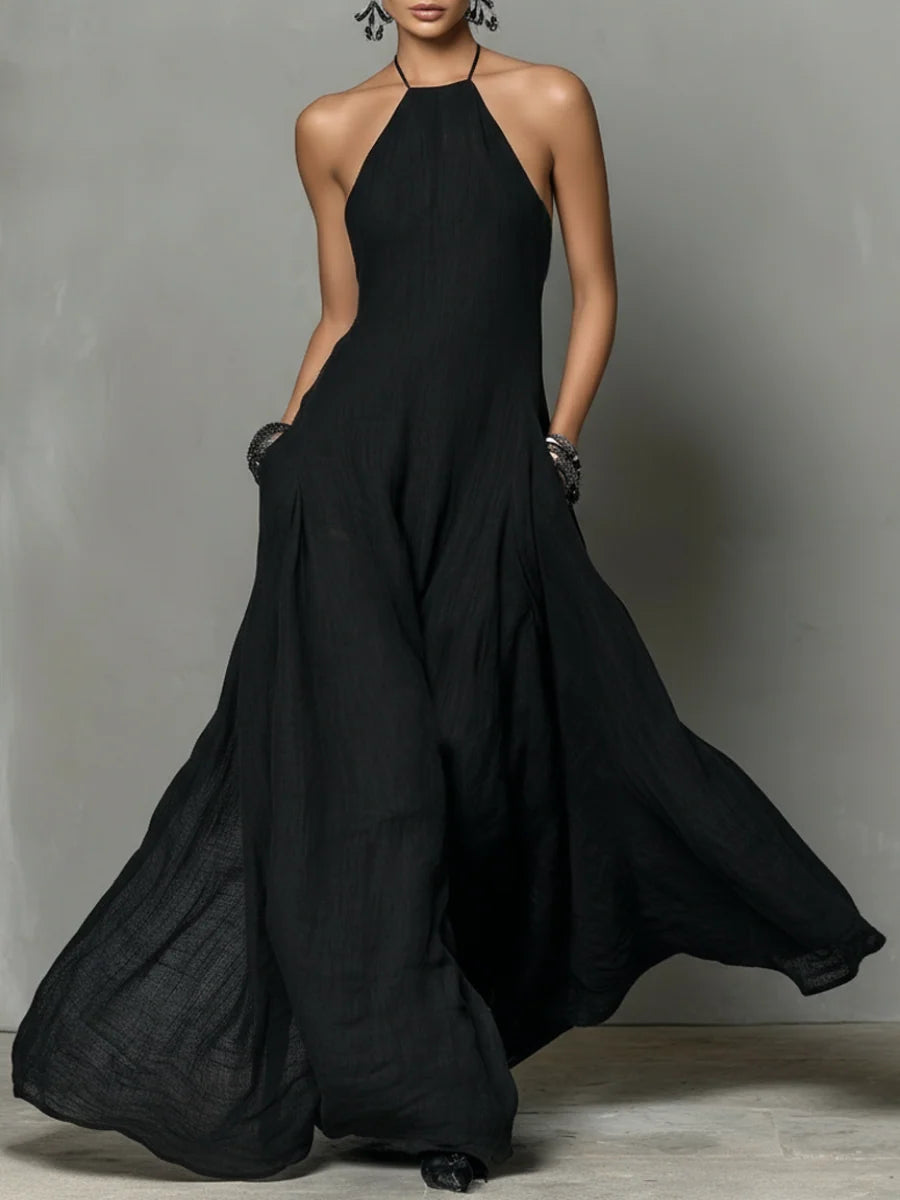 Women's Linen Blend Maxi Dress | Elegant Sleeveless Summer Dress